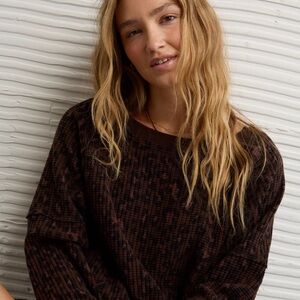 American Eagle Outfitters Dark Brown Crew Neck Sweater